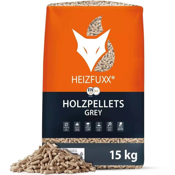 HEIZFUXX-Pellets, grau, EN+ A2 – Palette mit 65 Säcken à 15 kg – Bild 2