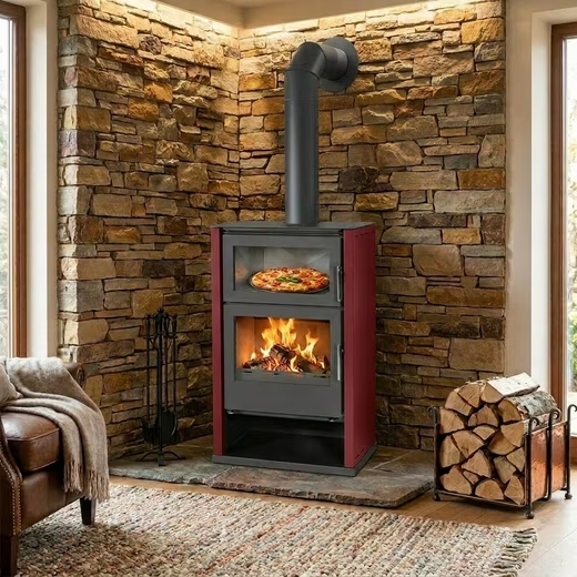 Kaminofen Modena F Rot mit Backfach + ext. Zuluft - 11,5 kW – Bild 3